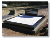 Black Monument with Marble Chip In-fill & Large Black OG Headstone