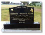 Small Black OG Headstone, Black Base with Two Flower Inserts